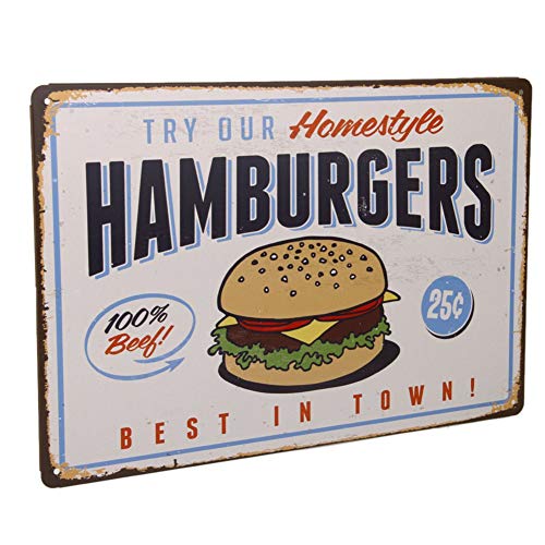 ndier viejo Metal matrícula Fashion Style hamburguesa Arte Placa póster slogan Vintage Signo para la casa Cafe Bar PUB papelería y Productos para oficina