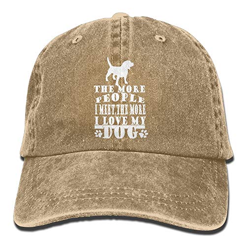 NE Sports Denim Cap The More People I Meet The More I Love My Dog-1 Men Women Golf Hats Polo Style Low Profile