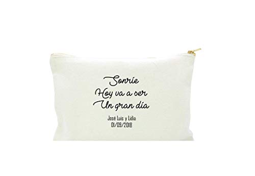 Neceser con frase personalizada en algodón blanco.3 TAMAÑOS Regalo/Bodas/San Valentín/Cumpleaños/Ella/Aniversario