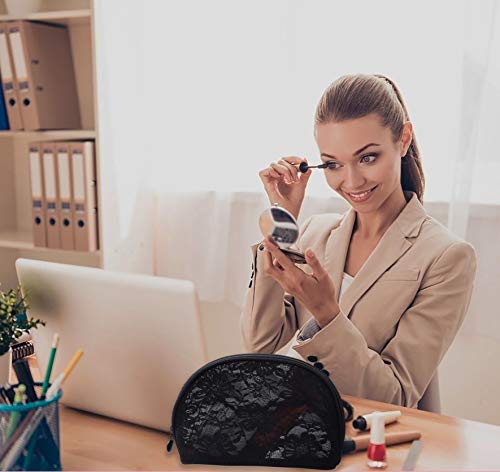 Neceser de Maquillaje de Malla Bolsas de Maquillaje de Viajes con Cremallera Organizador Cosmética para Damas y Hombre 3 Tamaños Negro