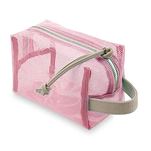Neceser de Viaje Maquillaje Damas y Hombre,Niña Bolso Transparente 2 Capas de Materiales Mujer Impermeables,Bolsas de Aseo Ideal para Viajar,Soportar,Nadar,Acampar,Gimnasio-Rosada