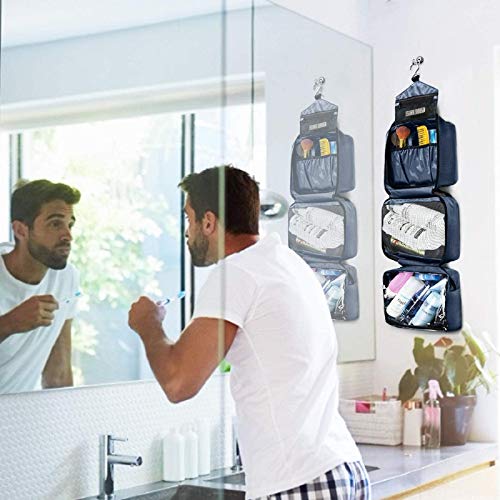 Neceser de Viaje, Neceser Maquillaje Grande para Hombre y Mujer, Carttiya Bolsa de Aseo Impermeable para Colgar (Z Azul)