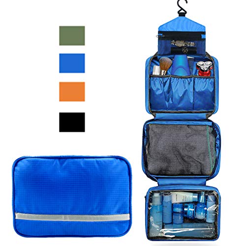 Neceser de Viaje para Colgar Bolsas de Aseo con Compartimento Impermeable y Plegable Bolsa de Cosméticos/Maquillaje con Correa para Hombre Mujer