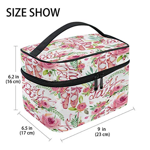 Neceser para colgar acuarela, ballet, bailarina, neceser para colgar, zapatos de punta rosa, portátil, bolsa organizadora de gran capacidad, para viajes, maquillaje, para niñas y mujeres al aire libre