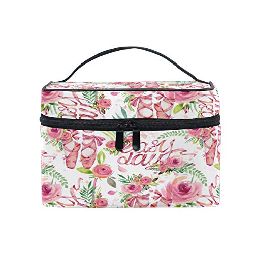 Neceser para colgar acuarela, ballet, bailarina, neceser para colgar, zapatos de punta rosa, portátil, bolsa organizadora de gran capacidad, para viajes, maquillaje, para niñas y mujeres al aire libre
