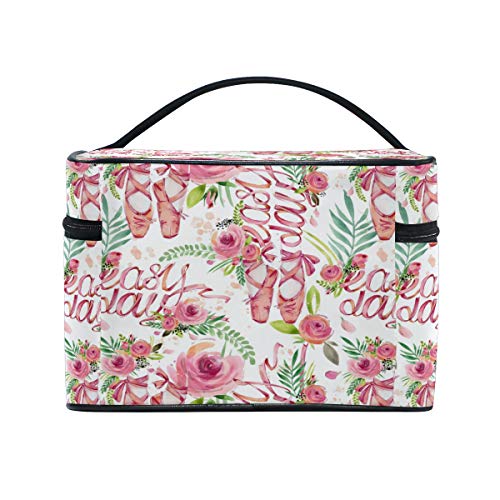 Neceser para colgar acuarela, ballet, bailarina, neceser para colgar, zapatos de punta rosa, portátil, bolsa organizadora de gran capacidad, para viajes, maquillaje, para niñas y mujeres al aire libre