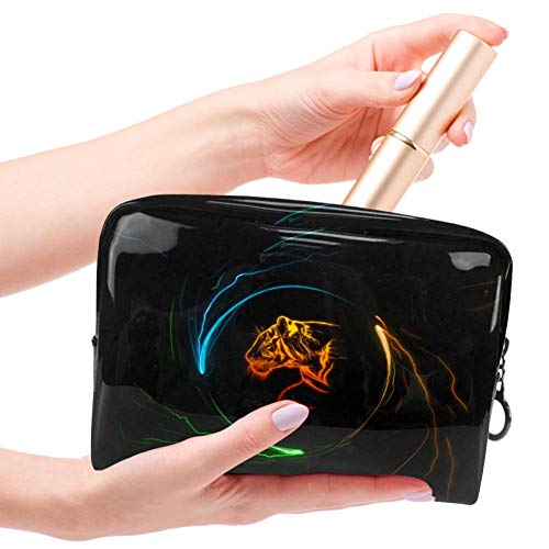 Neceseres para Maquillaje de niños Círculo Halo Tiger Animales Bonitos Bolsa de Almacenamiento de Viaje Impermeable de PVC Impresa Personalizada 18.5x7.5x13cm