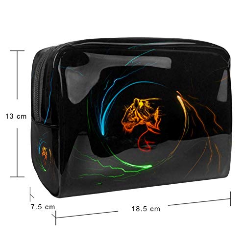 Neceseres para Maquillaje de niños Círculo Halo Tiger Animales Bonitos Bolsa de Almacenamiento de Viaje Impermeable de PVC Impresa Personalizada 18.5x7.5x13cm