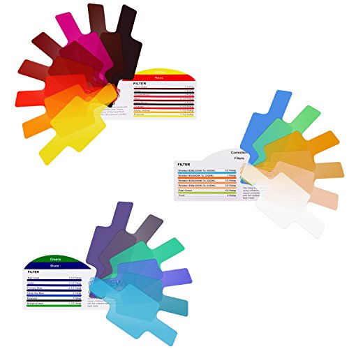 Neewer 20 Piezas Filtro de Gel kit Cámara Flash Speedlite Color Iluminación, Lámina de Corrección de Color Transparente Láminas de Plástico con 4 Ataduras y 1 Bolsa de Transporte para Fotografía Flash