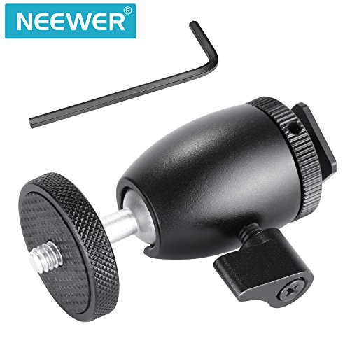 Neewer 3 piezas de Mini Rótula bola de trípode tornillo 1/4 pulgada con cerradura y adaptador de zapata para luz LED, Monitor, cámaras DSLR, Video y videocámaras
