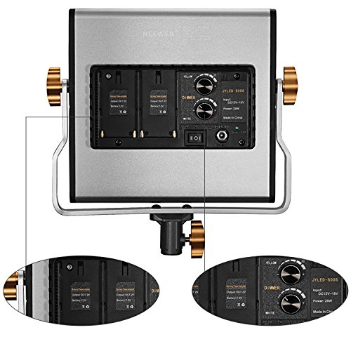 Neewer Bi-color LED 480 Kit de Vídeo Luz y Soporte con Batería y Cargador para Estudio, Vídeo de YouTube, Marco de Metal Durable, Regulable con Soporte-U, 3200-5600K, CRI 96+