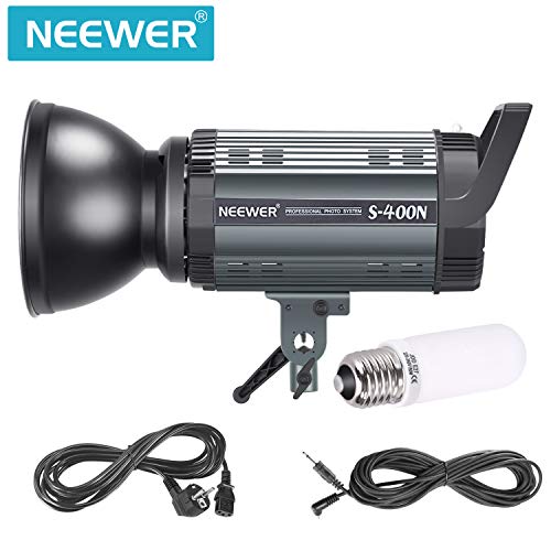 Neewer Flash Estroboscópico Profesional de Estudio Monoluz - 400W Gn.60 5600K con Lámpara de Modelado para Fotografía de Interior Estudio de Modelos y Fotografía de Retrato (S400N)