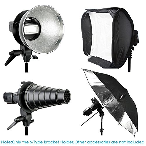 Neewer S-Type - Soporte sostenedor con montaje Bowens  para Speedlite Flash Snoot softbox ventana Paraguas de reflector, color negro