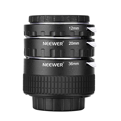 Neewer Tubo Extensión Macro Enfoque Automático AF Metal Fijado 12mm,20mm,36mm para Nikon AF, Cámara Réflex Digital con Lente AF-S D7200 D7100 D7000 D5500 D5300 D5200 D5100 D5000