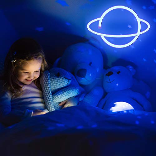 Neon Light LED Planet Neon Signs, Planet Shaped Neon Sign Wall Decor USB/Battery Night Light for Bedroom Wedding Party Bar Pub Hotel Beach Kids Girls Room Wall Decor Accessory (Pink)