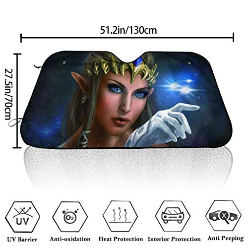 Neoqwez The L-Egend of Z-Elda Parasol Parabrisas Delantero del Coche Sombrillas Sombrilla Ventana Plegable para el Parabrisas del Coche 27.5 X 51 in