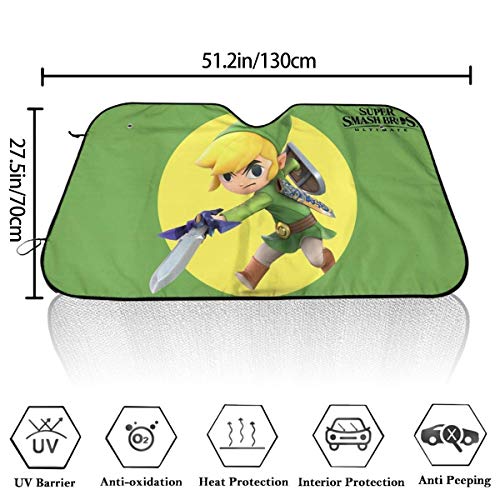 Neoqwez The L-Egend of Z-Elda Parasol Parabrisas Delantero del Coche Sombrillas Sombrilla Ventana Plegable para el Parabrisas del Coche 27.5 X 51 in