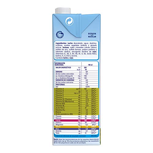 Nestlé Junior Junior Crecimiento 1 + 1 L 6530 g -Pack 6 bricks 1 litro