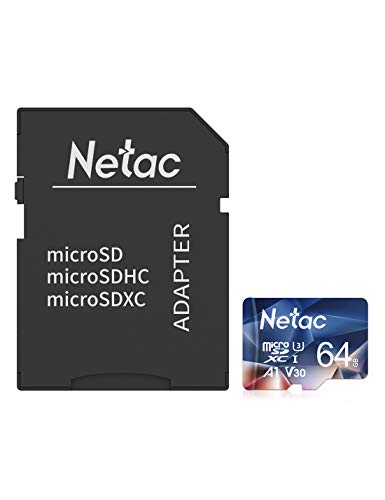 Netac Tarjeta de Memoria de 64GB con Adaptador, Tarjeta Memoria microSDXC(A1, U3, C10, V30, 4K, 667X) UHS-I Velocidad de Lectura hasta 100 MB/s, Tarjeta TF para Móvil, Cámara Deportiva, Dashcam