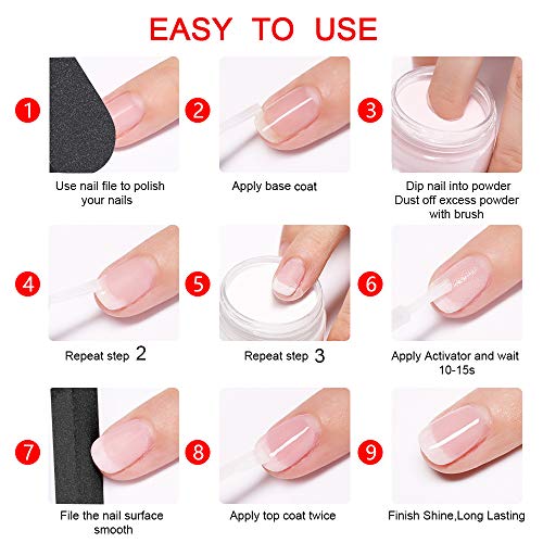 New Design 2 in 1 Dip Powder Top & Base Coat, Dipping Powder Activator Kit 15ml/Bottle No Need UV/LED Lamp Good Guarantee