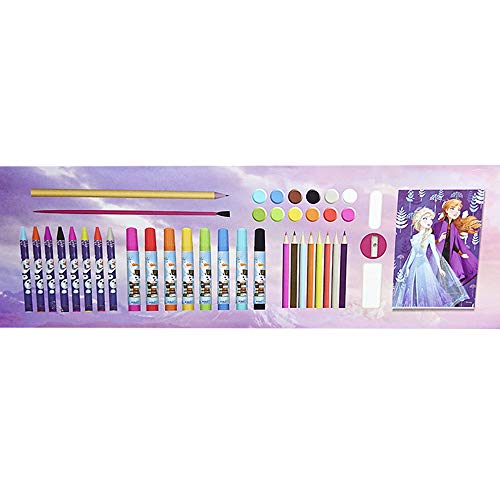 New Frozen 2 - Maletin Pinturas 3 Pisos de Frozen, el Regalo para niña Ideal , Estuche de Pinturas Completo con Pinturas,rotuladores y Todo lo Necesario para la Etapa Escolar. Producto Oficial LOL