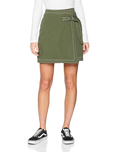 New Look Dana Wrap Falda, Verde (Dark Khaki 34), 38 (Talla del Fabricante: 10) para Mujer