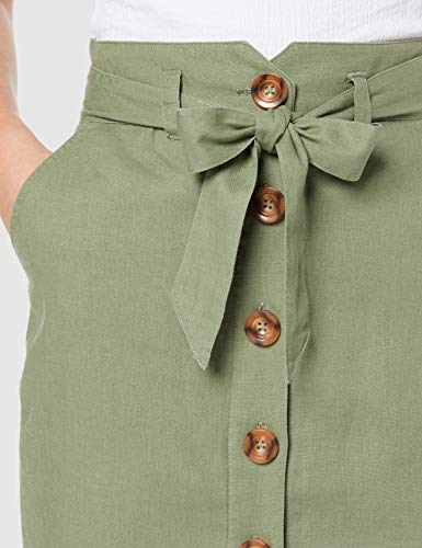 New Look Lila Linen Falda, Verde (Light Khaki 33), 36 (Talla del Fabricante: 8) para Mujer