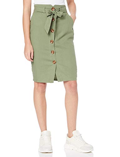New Look Lila Linen Falda, Verde (Light Khaki 33), 36 (Talla del Fabricante: 8) para Mujer