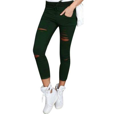New Ripped Jeans For Women Women Big Size Ripped Trousers Stretch Pencil Pants Leggings Women Jeans Red XXL