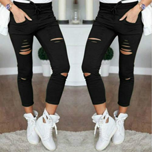 New Ripped Jeans For Women Women Big Size Ripped Trousers Stretch Pencil Pants Leggings Women Jeans Red XXL