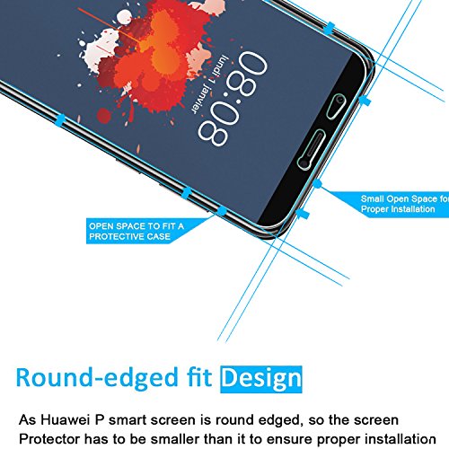 NEW'C 2 Unidades, Protector de Pantalla para Huawei P Smart, Antiarañazos, Antihuellas, Sin Burbujas, Dureza 9H, 0.33 mm Ultra Transparente, Vidrio Templado Ultra Resistente