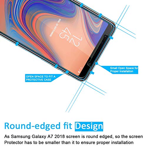 NEW'C 2 Unidades, Protector de Pantalla para Samsung Galaxy A7 (2018), Antiarañazos, Antihuellas, Sin Burbujas, Dureza 9H, 0.33 mm Ultra Transparente, Vidrio Templado Ultra Resistente