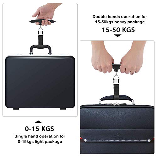 Newdora Báscula Digital para Equipaje Escala del Equipaje Pesa Maletas Viaje Báscula Digital LCD Portátil Bascula para Maletas de Viaje 110 lb/50 kg para Hogar y Viajes