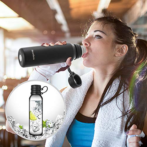 Newdora Botella de Agua Acero Inoxidable 750ml, Botellas de Frío/Caliente, Botella Termica con 1 un Cepillo de Limpieza, Botella Reutilizable para Deporte, Oficina, Gimnasio, Ciclismo