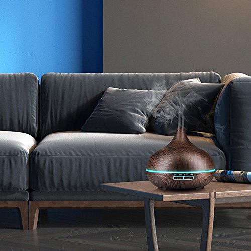 Newkbo 400ml Humidificador Ultrasónico Aromaterapia, Difusor de Aceites Esenciales de Vapor Frío,7-Color LED y 4 Ajustes de Tiempo,Perfecto para Hogar, Oficina,Bebé,Dormitorio y Baño