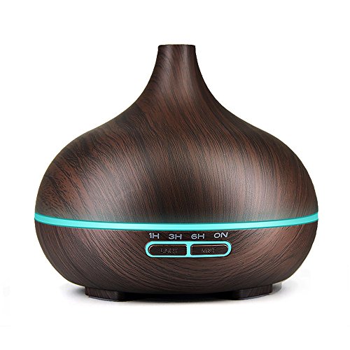 Newkbo 400ml Humidificador Ultrasónico Aromaterapia, Difusor de Aceites Esenciales de Vapor Frío,7-Color LED y 4 Ajustes de Tiempo,Perfecto para Hogar, Oficina,Bebé,Dormitorio y Baño