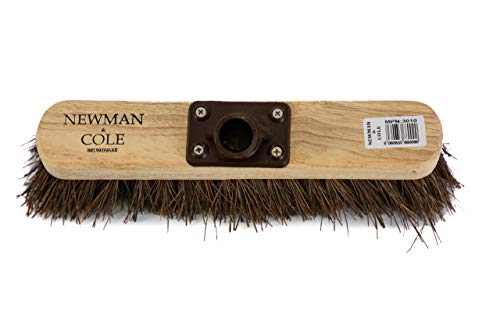Newman and Cole - Cabezal de escoba de madera de 30,5 cm con cerdas duras naturales rígidas, cabezal de cepillo de madera para exteriores
