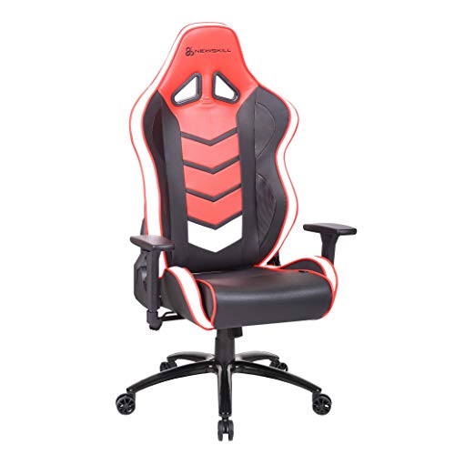 Newskill Kaidan - Silla gaming profesional reforzada con estructura de metal (respaldo con mecanismo de mariposa reclinable en 180 grados, reposabrazos 3D) - Color Rojo
