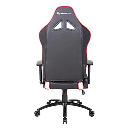 Newskill Kaidan - Silla gaming profesional reforzada con estructura de metal (respaldo con mecanismo de mariposa reclinable en 180 grados, reposabrazos 3D) - Color Rojo