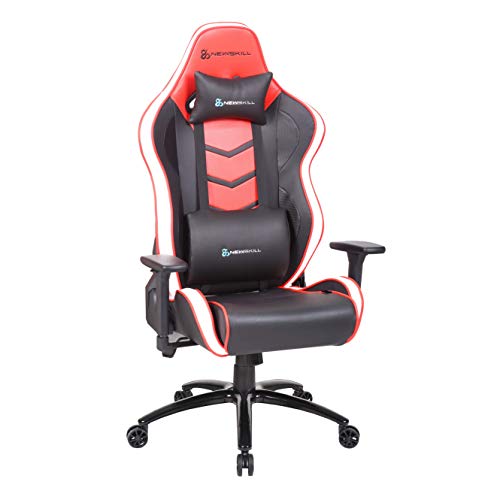 Newskill Kaidan - Silla gaming profesional reforzada con estructura de metal (respaldo con mecanismo de mariposa reclinable en 180 grados, reposabrazos 3D) - Color Rojo