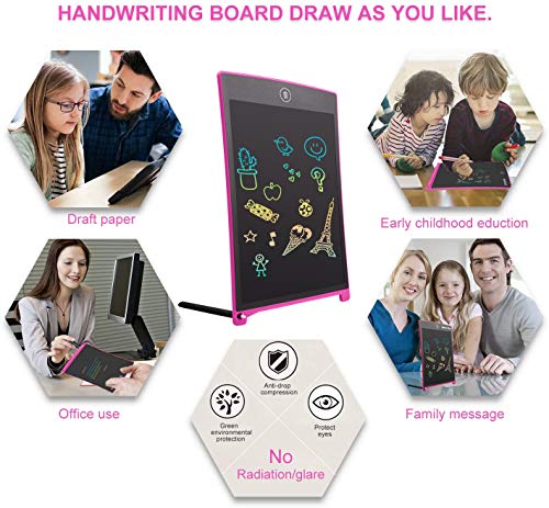 NEWYES Tableta de Escritura LCD a Color, Pizarra Digital, Tablet para Dibujar para Niños 8.5 Pulgadas (Rosa)