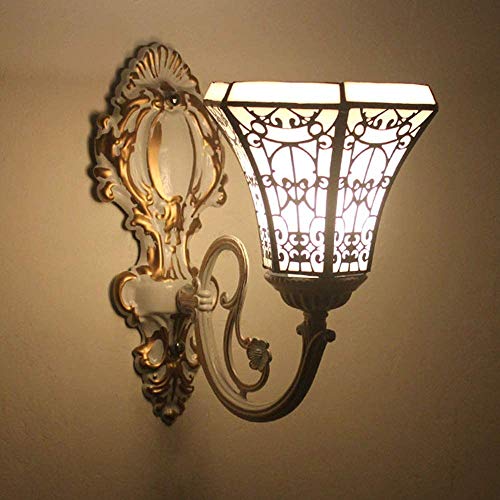 NEXFAN Lámpara De Pared Estilo Tiffany Retro Europeo, Pantalla De Vitrales Hechos A Mano, Sala De Estar, Dormitorio, Pasillo, Balcón, Luz De Pared De Una Sola Cabeza, 110-240 V, A