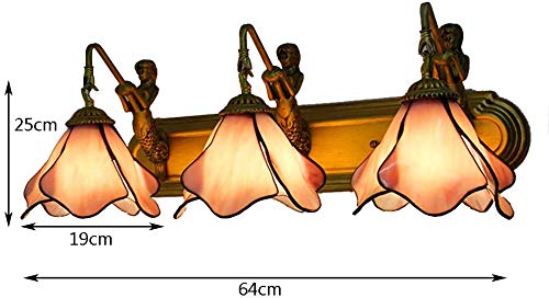NEXFAN Lámpara De Pared Retro De Estilo Europeo con 3 Cabezas, Luz De Pared Estilo Tiffany, Faros De Espejo De Baño, Lámpara De Estudio para Dormitorio, Sala De Estar, 110 V-240 V, F