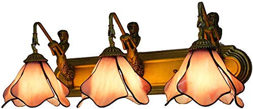 NEXFAN Lámpara De Pared Retro De Estilo Europeo con 3 Cabezas, Luz De Pared Estilo Tiffany, Faros De Espejo De Baño, Lámpara De Estudio para Dormitorio, Sala De Estar, 110 V-240 V, F