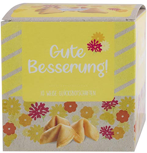 Ni Hao "Gute Besserung" - Galletas de la suerte en bonita caja de 10 unidades con galletas empaquetadas individualmente y diferentes frases – Fabricado en Alemania