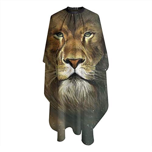 Nicokee - Delantal de peluquería con cabeza de león, corte de pelo de cabeza de león para peluquería, kit de babero para hombres y mujeres