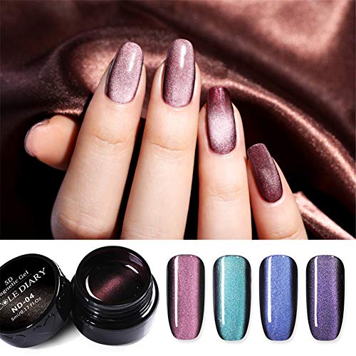 NICOLE DIARY 5ml Gel de ojos de gato Esmalte de uñas Efecto 5D Barniz de gel magnético Soak Off Gel UV Kit de decoración de manicura lasergráfica mágica (6 botellas)