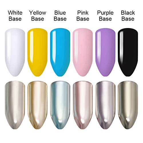 NICOLE DIARY Chrome Powder Nail Art Set Chrome Pigment Powder Metalizado Nail Art Powder Glitters Manicure Art Power Sets con 8 piezas de palos de sombra de ojos