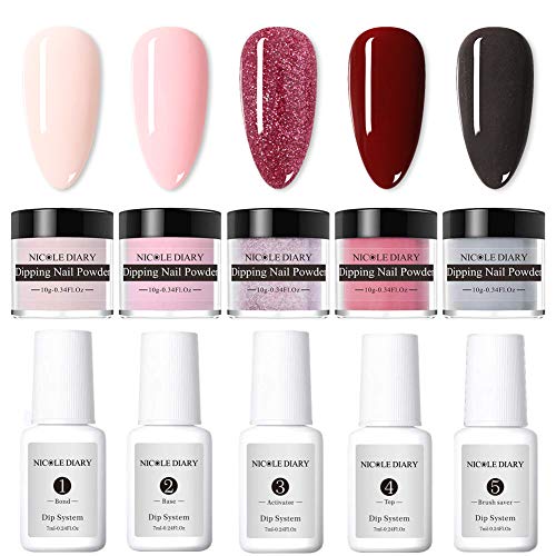 NICOLE DIARY dip nail powder Starter Kit Acrílico Sistema de inmersión Líquido acrílico líquido transparente en polvo para el juego de manicura de uñas francés