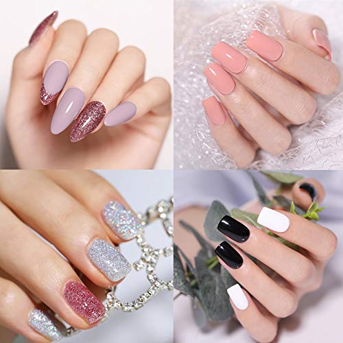 NICOLE DIARY Kit de inicio de esmalte de uñas de gel con lámpara de uñas de luz UV/LED 54W, base y capa superior, herramientas de manicura + 6 esmaltes de gel de colores clásicos populares (8 ml)